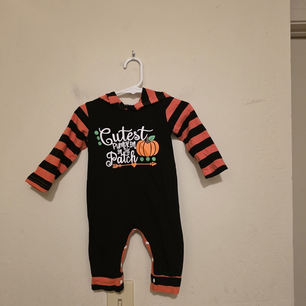 Black and Orange Striped Baby Onesie